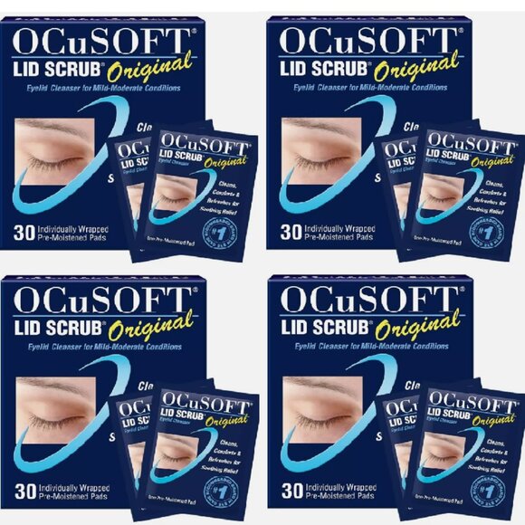 Lot of 4 - OCuSOFT Lid Scrub Original Pre-Moistened Pads Eyelids 30 pads each - Picture 1 of 2